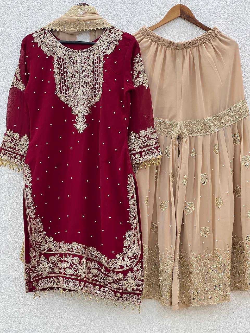 Ynf Faux Georgette KESH499 1676 Suits & Dresses Wedding Collections Plus Size Collections Wholesale Palazzo Suit Georgette Suit Wedding Outfits Manufacturer