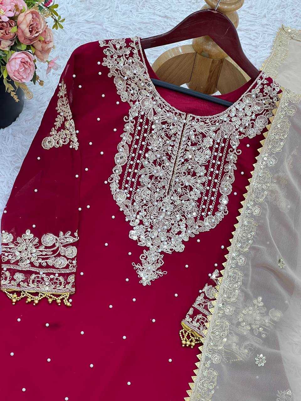 Ynf Faux Georgette KESH499 1676 Suits & Dresses Wedding Collections Plus Size Collections Wholesale Palazzo Suit Georgette Suit Wedding Outfits Manufacturer