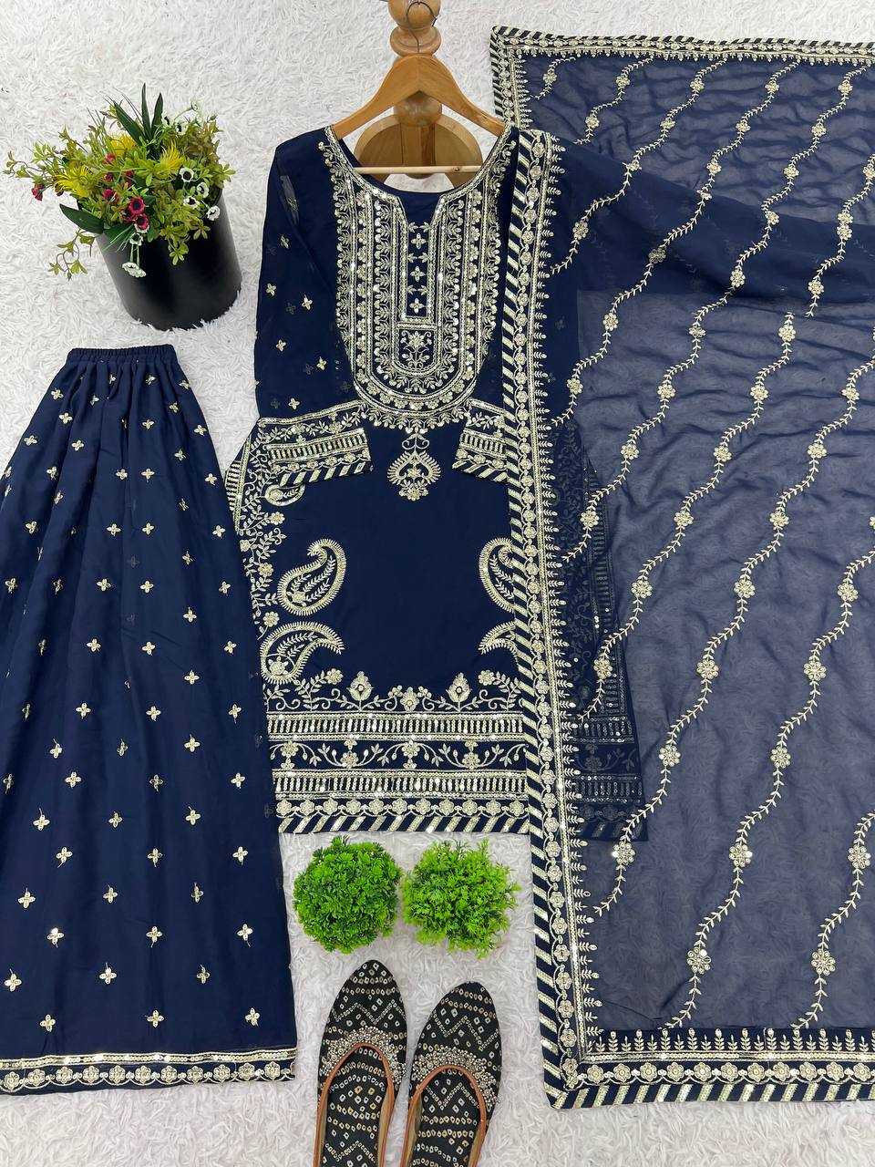 Ynf Faux Georgette KESH499 422 Suits & Dresses Wholesale Ladies Suits Sharara Salwar Suits Embroidery Suits Manufacturer