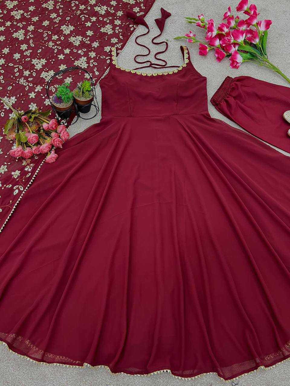 Ynf Faux Georgette KESH499 5128 Gowns Wholesale Printed Gowns Fancy Gowns Embroidery Gowns Anarkali Gown Sleeveless Gowns Sequin Gowns Manufacturer