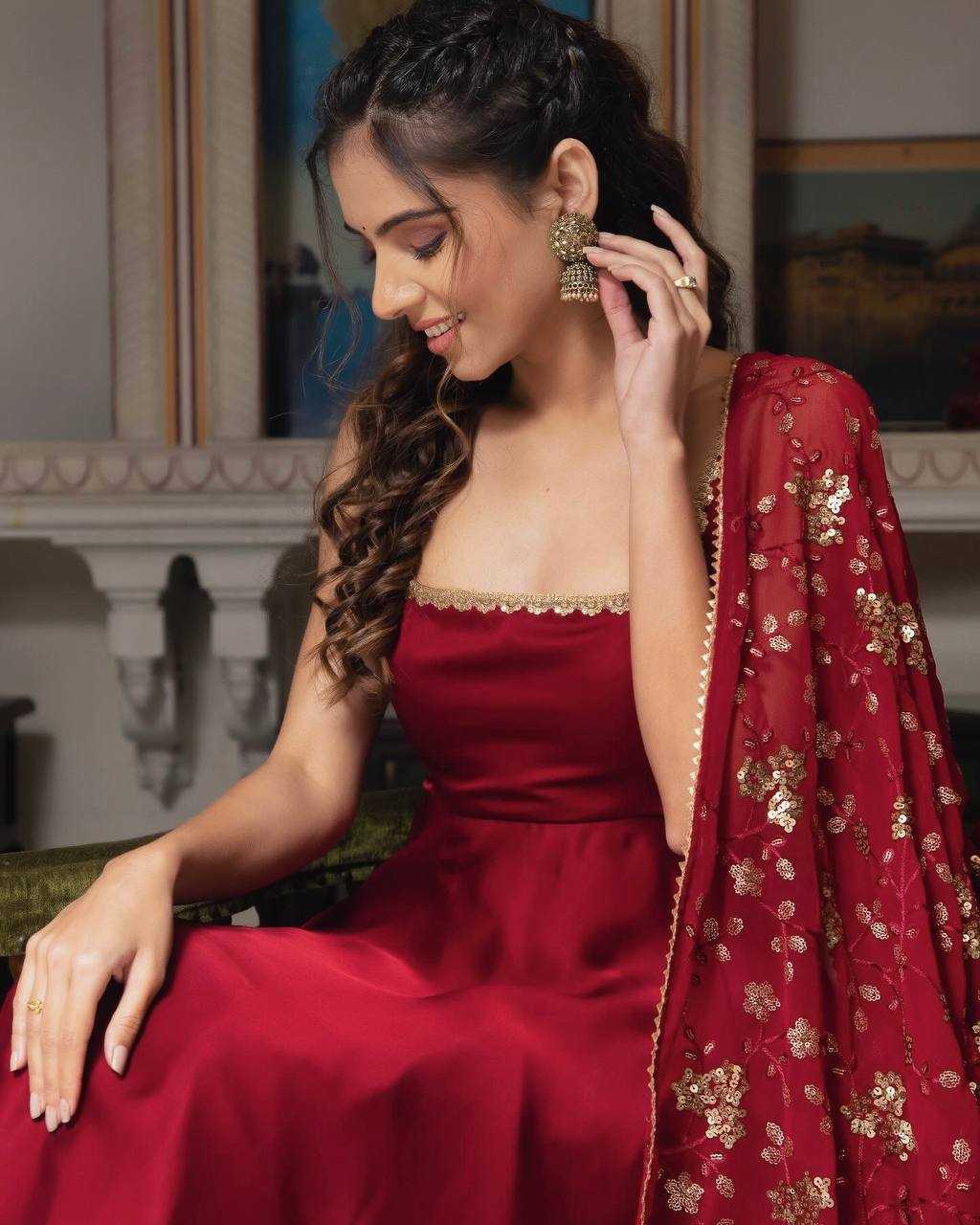 Ynf Faux Georgette KESH499 5128 Gowns Wholesale Printed Gowns Fancy Gowns Embroidery Gowns Anarkali Gown Sleeveless Gowns Sequin Gowns Manufacturer