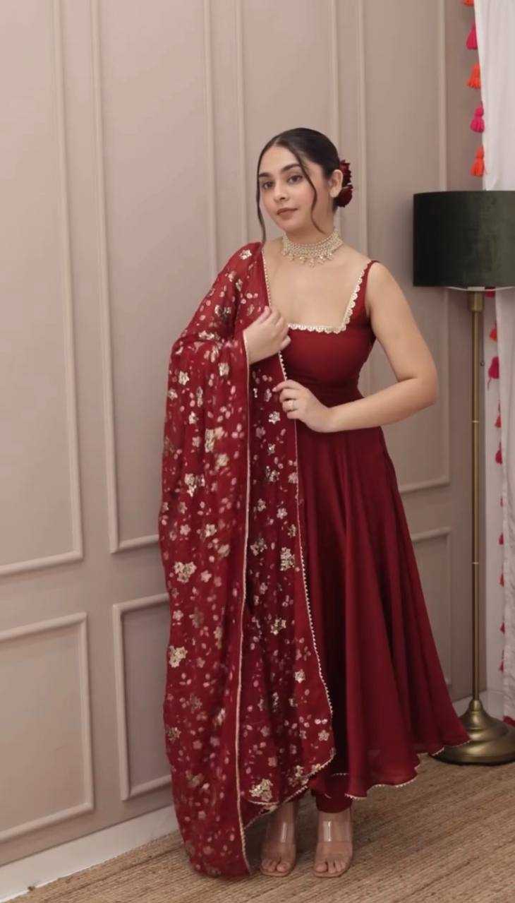 Ynf Faux Georgette KESH499 5128 Gowns Wholesale Printed Gowns Fancy Gowns Embroidery Gowns Anarkali Gown Sleeveless Gowns Sequin Gowns Manufacturer