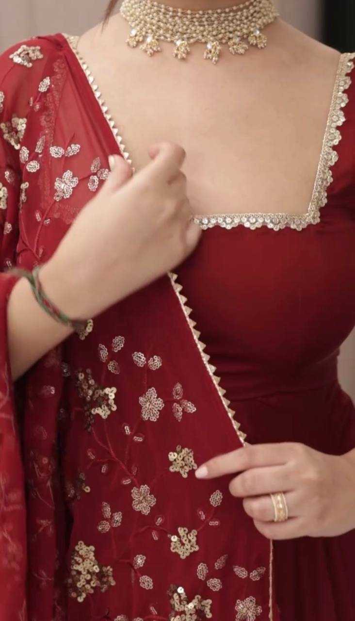 Ynf Faux Georgette KESH499 5128 Gowns Wholesale Printed Gowns Fancy Gowns Embroidery Gowns Anarkali Gown Sleeveless Gowns Sequin Gowns Manufacturer