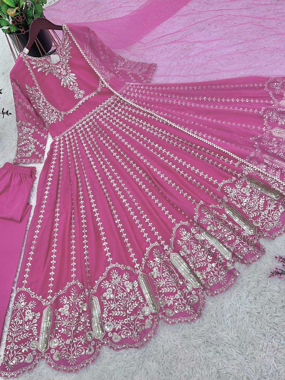 Ynf Faux Georgette KESH499 817 Gowns Wedding Collections Festive Collections Wholesale Embroidery Gowns Party Wear Gowns Designer Gowns Manufacturer