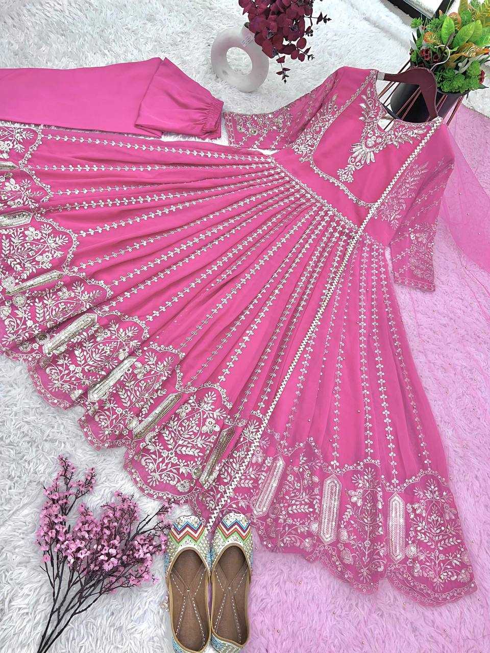 Ynf Faux Georgette KESH499 817 Gowns Wedding Collections Festive Collections Wholesale Embroidery Gowns Party Wear Gowns Designer Gowns Manufacturer