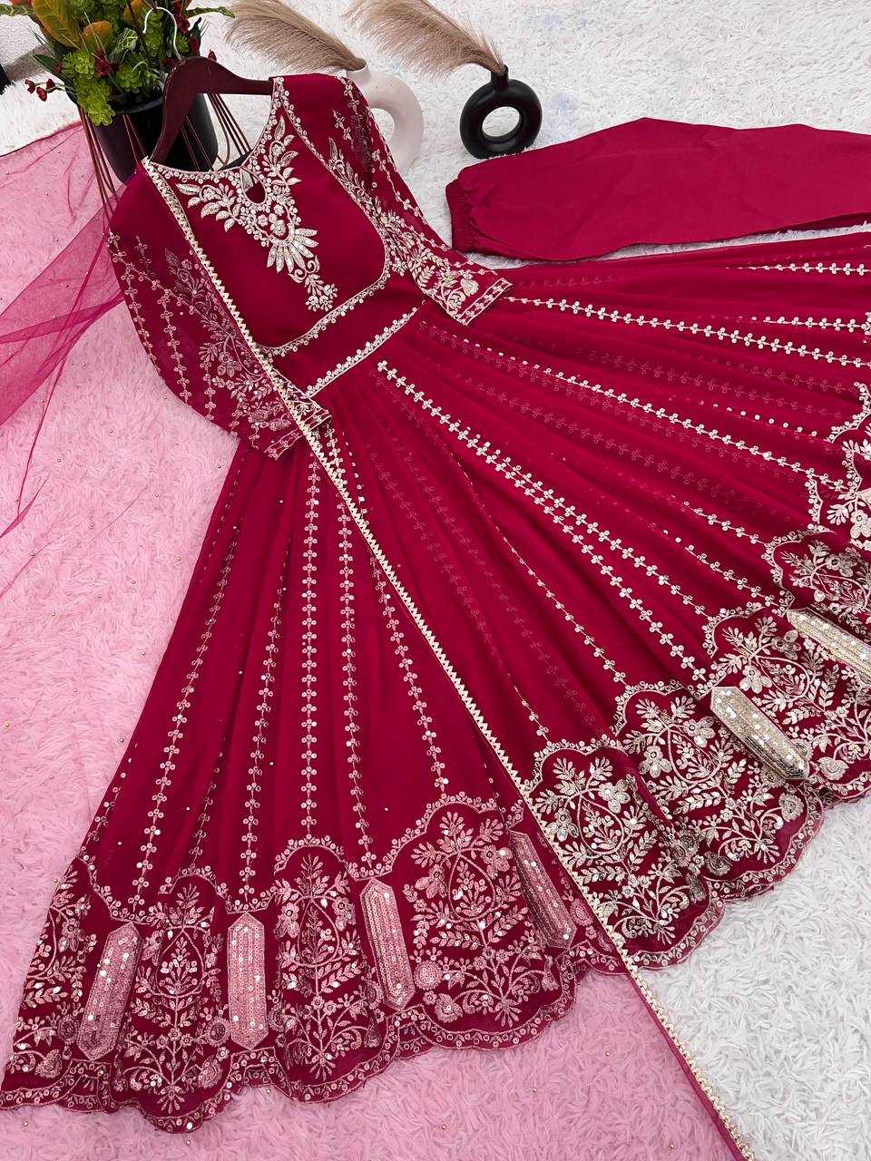 Ynf Faux Georgette KESH499 817 Gowns Wedding Collections Festive Collections Wholesale Embroidery Gowns Party Wear Gowns Designer Gowns Manufacturer