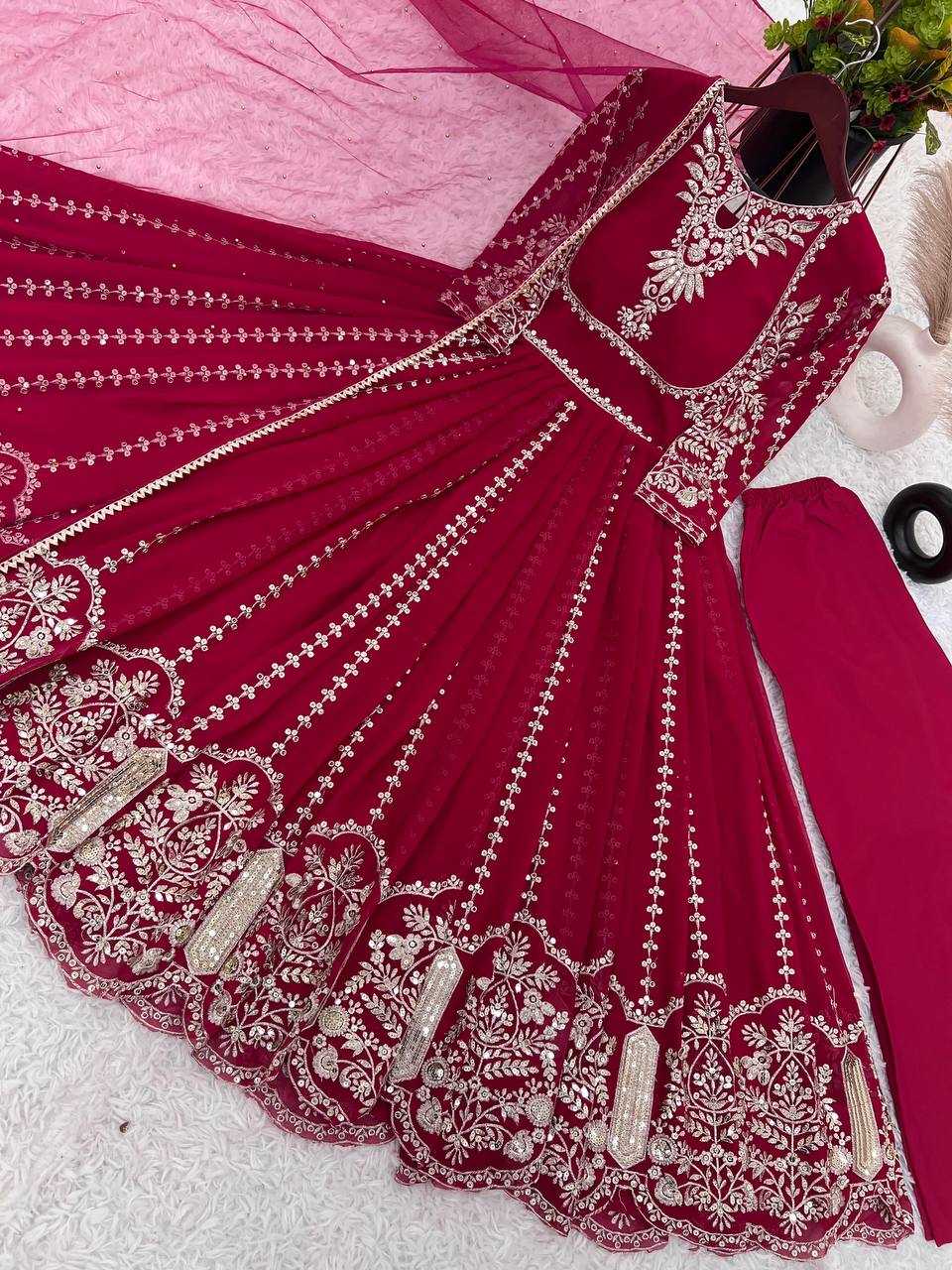 Ynf Faux Georgette KESH499 817 Gowns Wedding Collections Festive Collections Wholesale Embroidery Gowns Party Wear Gowns Designer Gowns Manufacturer