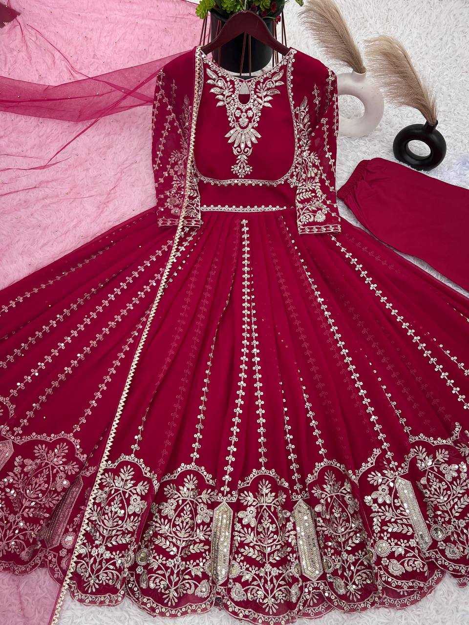 Ynf Faux Georgette KESH499 817 Gowns Wedding Collections Festive Collections Wholesale Embroidery Gowns Party Wear Gowns Designer Gowns Manufacturer