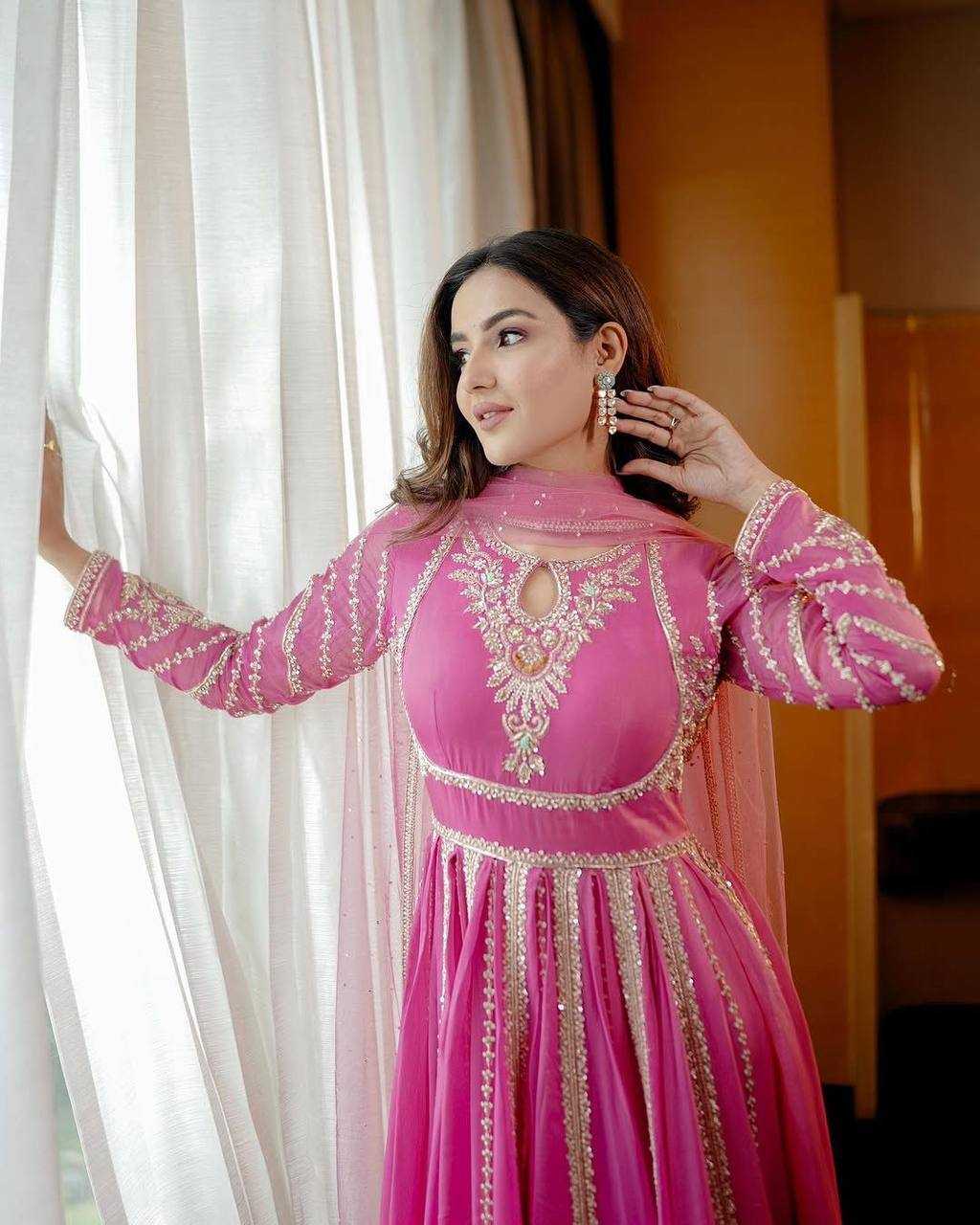 Ynf Faux Georgette KESH499 817 Gowns Wedding Collections Festive Collections Wholesale Embroidery Gowns Party Wear Gowns Designer Gowns Manufacturer