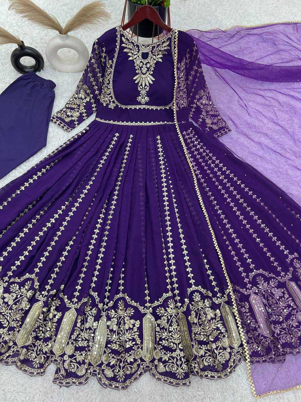 Ynf Faux Georgette KESH499 817 Gowns Wholesale Embroidery Gowns Sequin Gowns Manufacturer