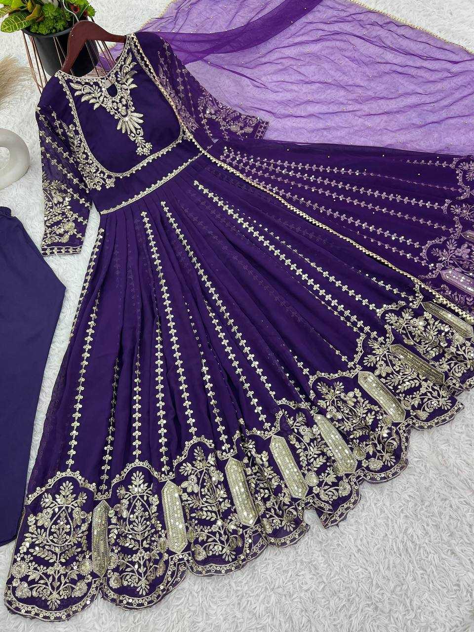 Ynf Faux Georgette KESH499 817 Gowns Wholesale Embroidery Gowns Sequin Gowns Manufacturer