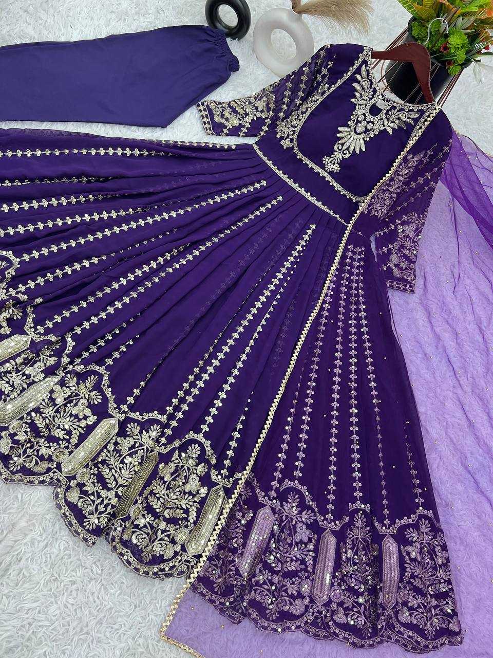 Ynf Faux Georgette KESH499 817 Gowns Wholesale Embroidery Gowns Sequin Gowns Manufacturer