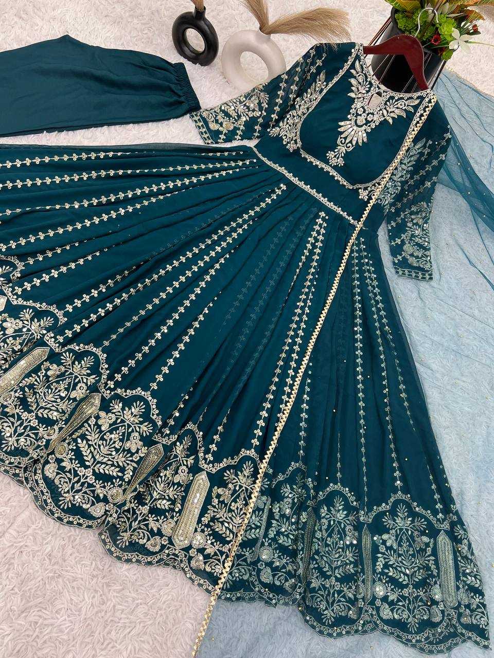 Ynf Faux Georgette KESH499 817 Gowns Wholesale Embroidery Gowns Sequin Gowns Manufacturer