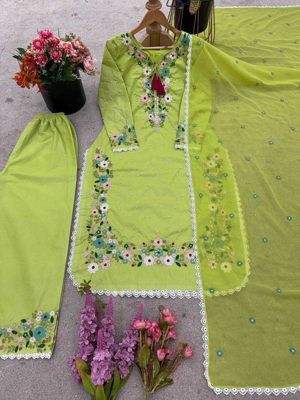 Ynf Faux Georgette KESH499 862 Suits & Dresses Wedding Collections Festive Collections Wholesale Embroidery Suits Georgette Suit Party Wear Dresses Manufacturer