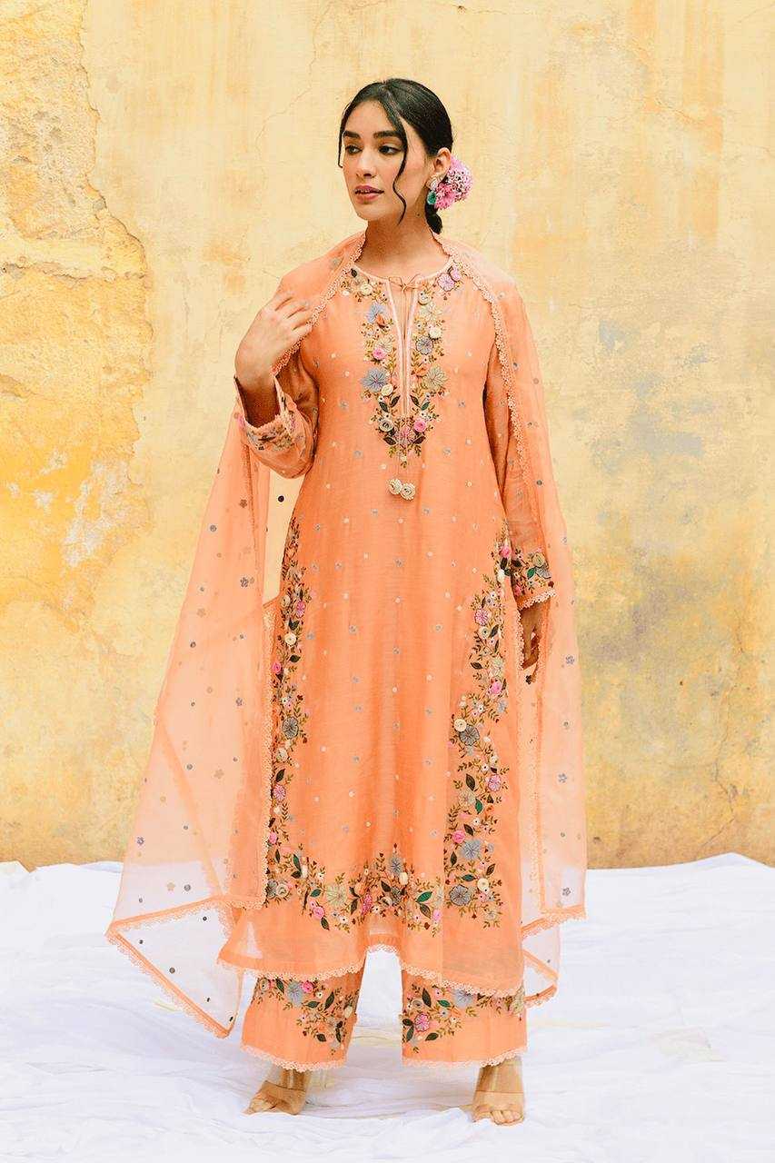 Ynf Faux Georgette KESH499 862 Suits & Dresses Wedding Collections Festive Collections Wholesale Embroidery Suits Palazzo Suit Georgette Suit Manufacturer