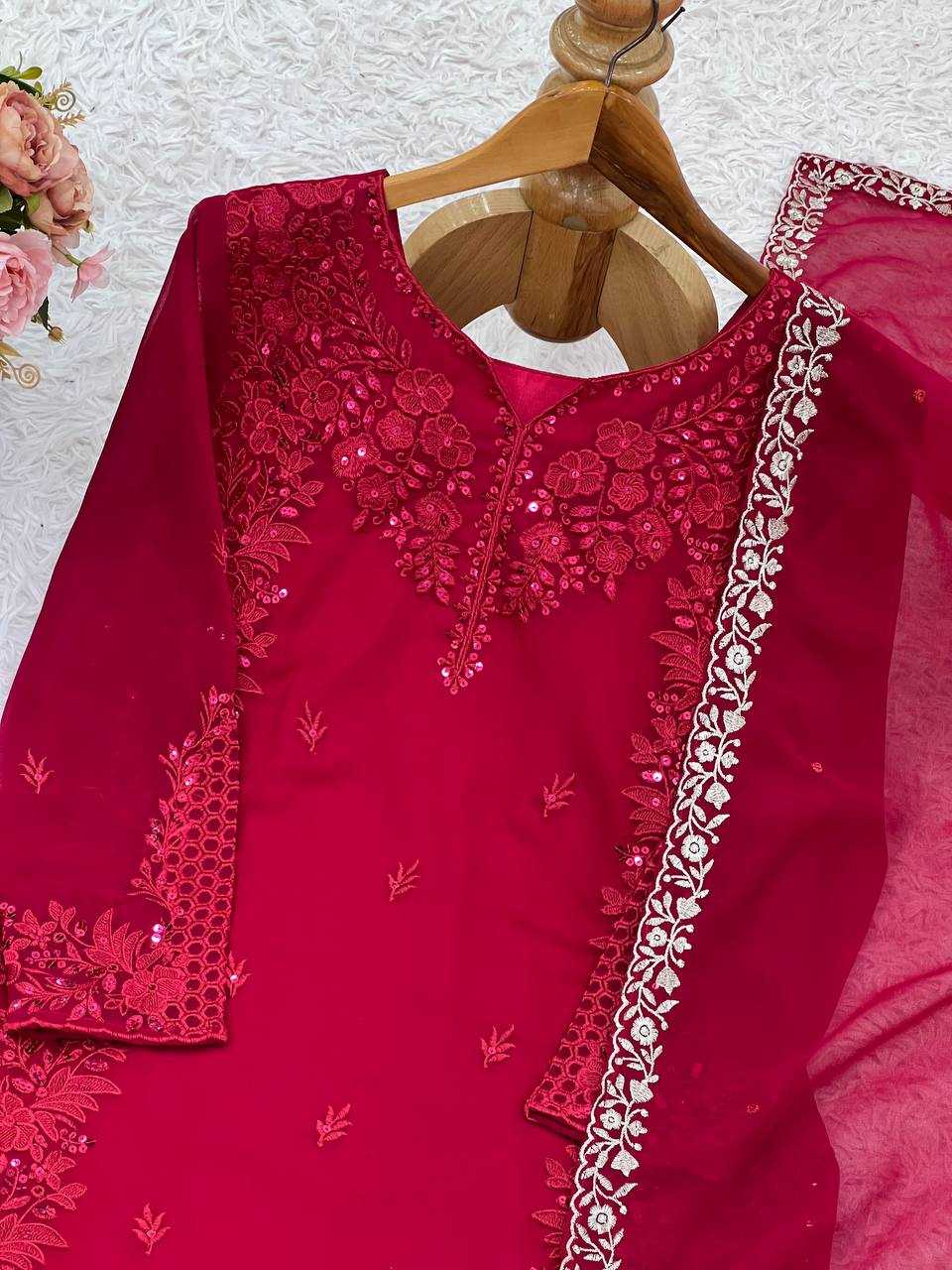 Ynf Faux Georgette KESH499 866 Suits & Dresses Wedding Collections Festive Collections Wholesale Embroidery Suits Palazzo Suit Georgette Suit Manufacturer