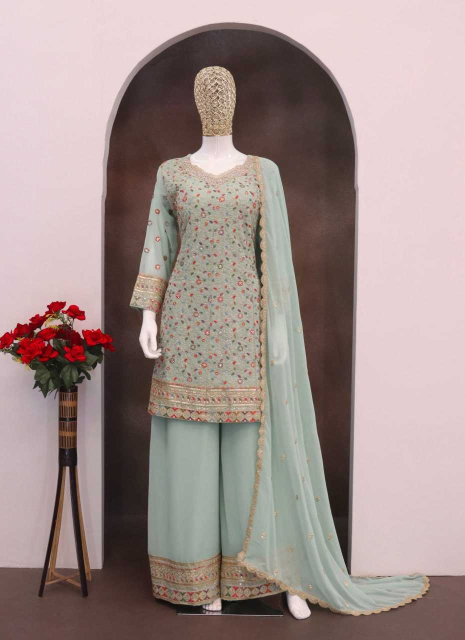 Ynf Faux Georgette KESH504 10009 Suits & Dresses Wedding Collections Festive Collections Wholesale Embroidery Suits Georgette Suit Designer Suits Manufacturer