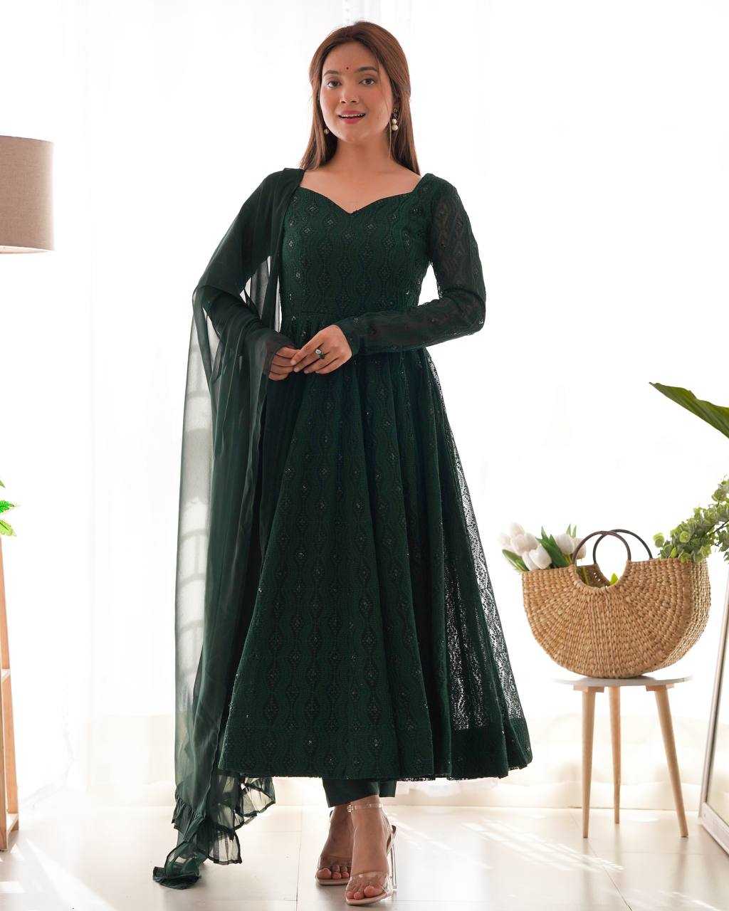 Ynf Faux Georgette KESH504 58 Gowns Wedding Collections Festive Collections Wholesale Anarkali Gown Georgette Gown Sequin Gowns Manufacturer