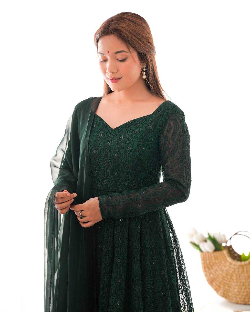 Ynf Faux Georgette KESH504 58 Gowns Wedding Collections Festive Collections Wholesale Anarkali Gown Georgette Gown Sequin Gowns Manufacturer