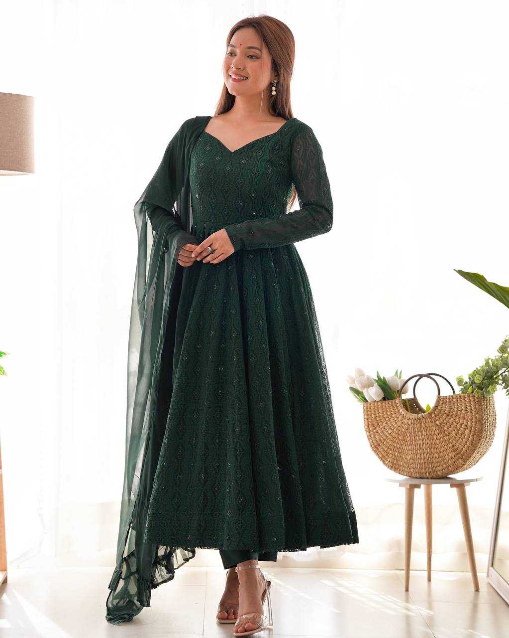 Ynf Faux Georgette KESH504 58 Gowns Wedding Collections Festive Collections Wholesale Anarkali Gown Georgette Gown Sequin Gowns Manufacturer