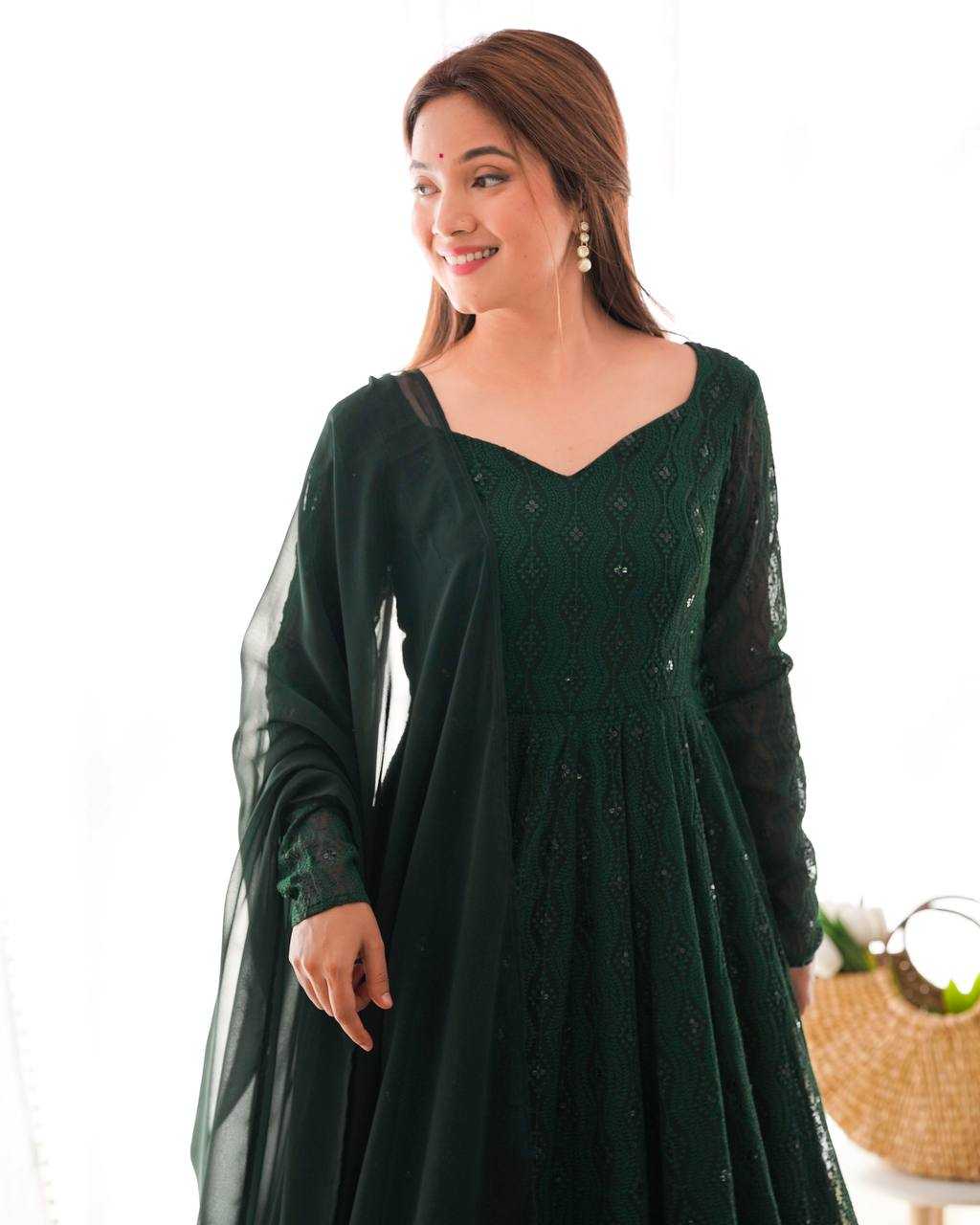 Ynf Faux Georgette KESH504 58 Gowns Wedding Collections Festive Collections Wholesale Anarkali Gown Georgette Gown Sequin Gowns Manufacturer