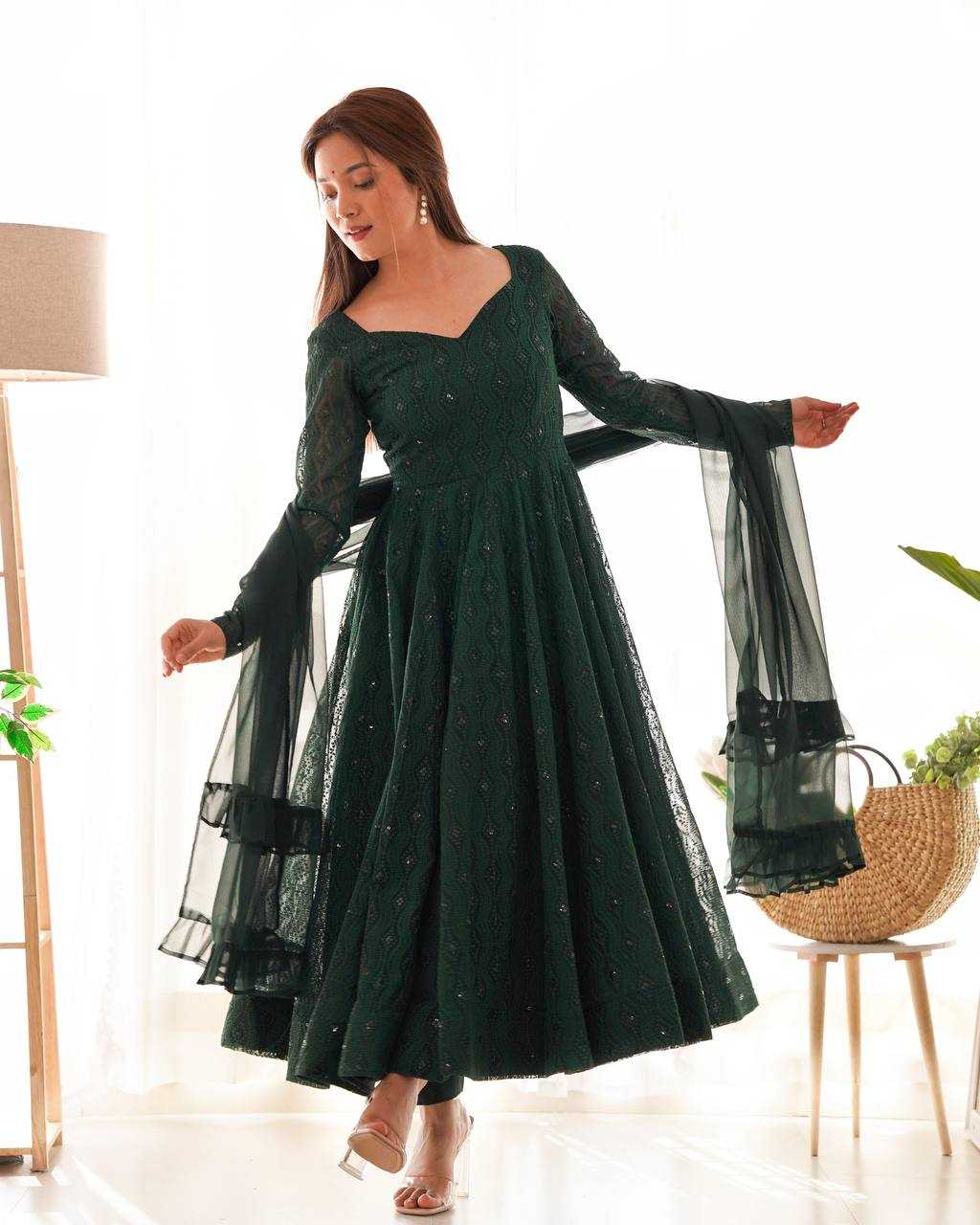 Ynf Faux Georgette KESH504 58 Gowns Wedding Collections Festive Collections Wholesale Anarkali Gown Georgette Gown Sequin Gowns Manufacturer