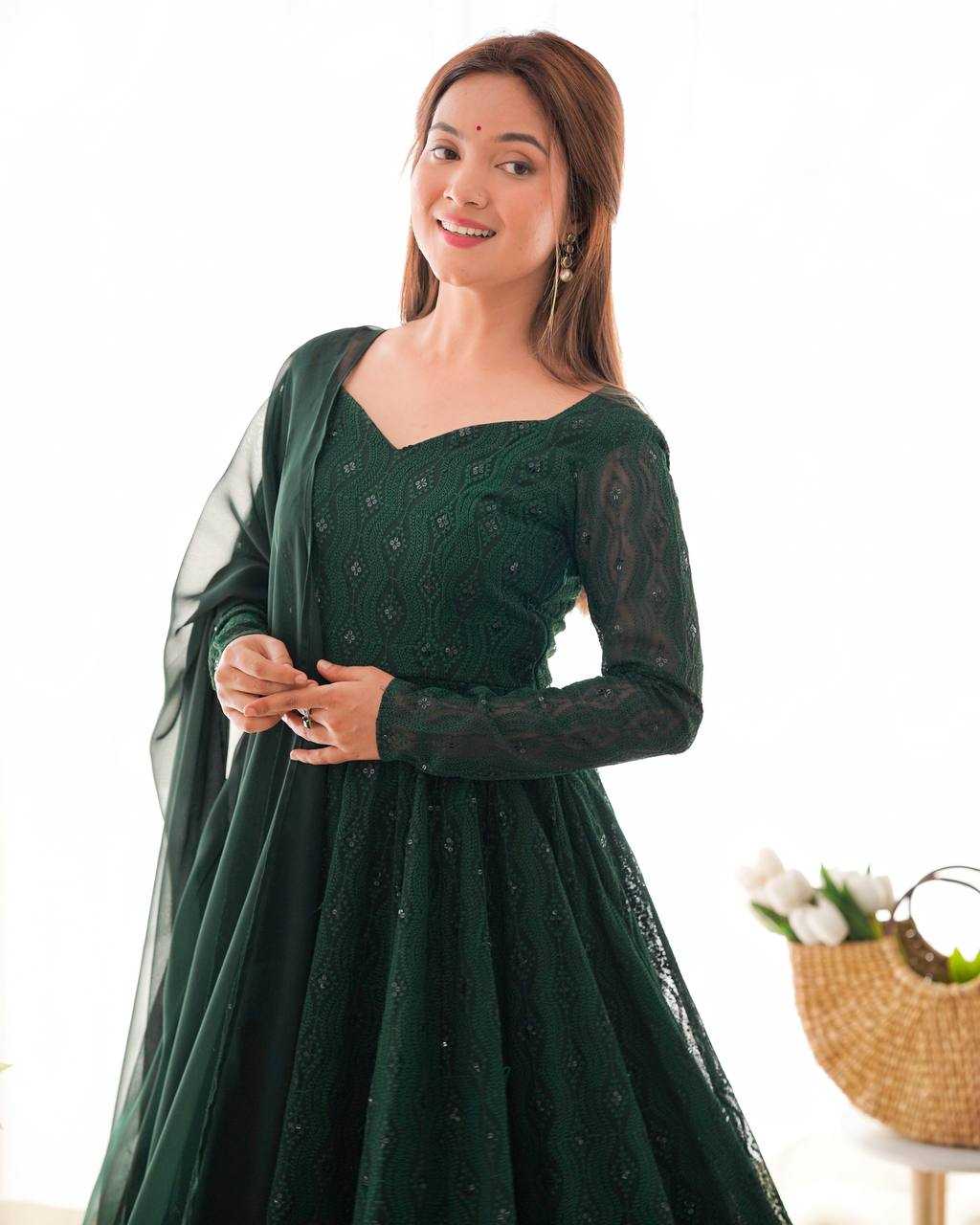 Ynf Faux Georgette KESH504 58 Gowns Wedding Collections Festive Collections Wholesale Anarkali Gown Georgette Gown Sequin Gowns Manufacturer