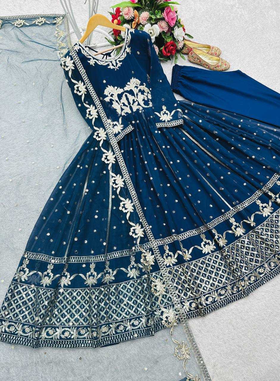 Ynf Faux Georgette KESH506 151 Gowns Wedding Collections Festive Collections Wholesale Embroidery Gowns Georgette Gown Full Sleeve Gowns Manufacturer
