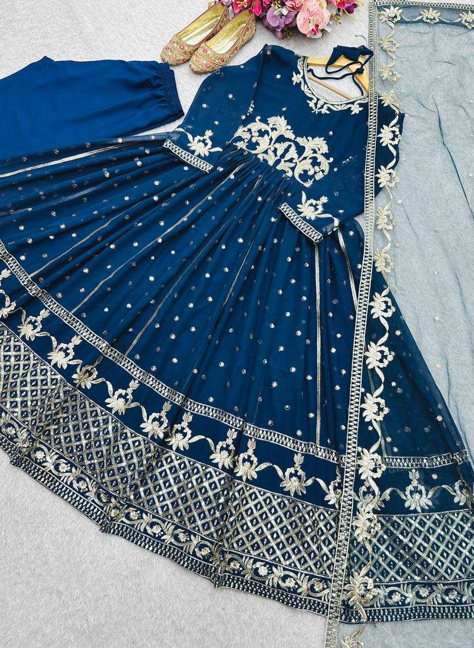 Ynf Faux Georgette KESH506 151 Gowns Wedding Collections Festive Collections Wholesale Embroidery Gowns Georgette Gown Full Sleeve Gowns Manufacturer