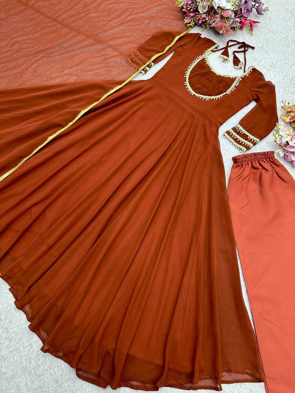 Ynf Faux Georgette KESH506 153 Gowns Wholesale Georgette Gown Gown With Dupatta Manufacturer