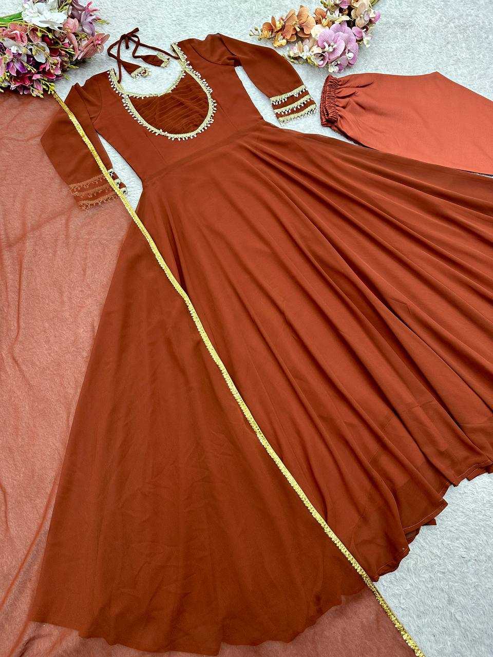 Ynf Faux Georgette KESH506 153 Gowns Wholesale Georgette Gown Gown With Dupatta Manufacturer
