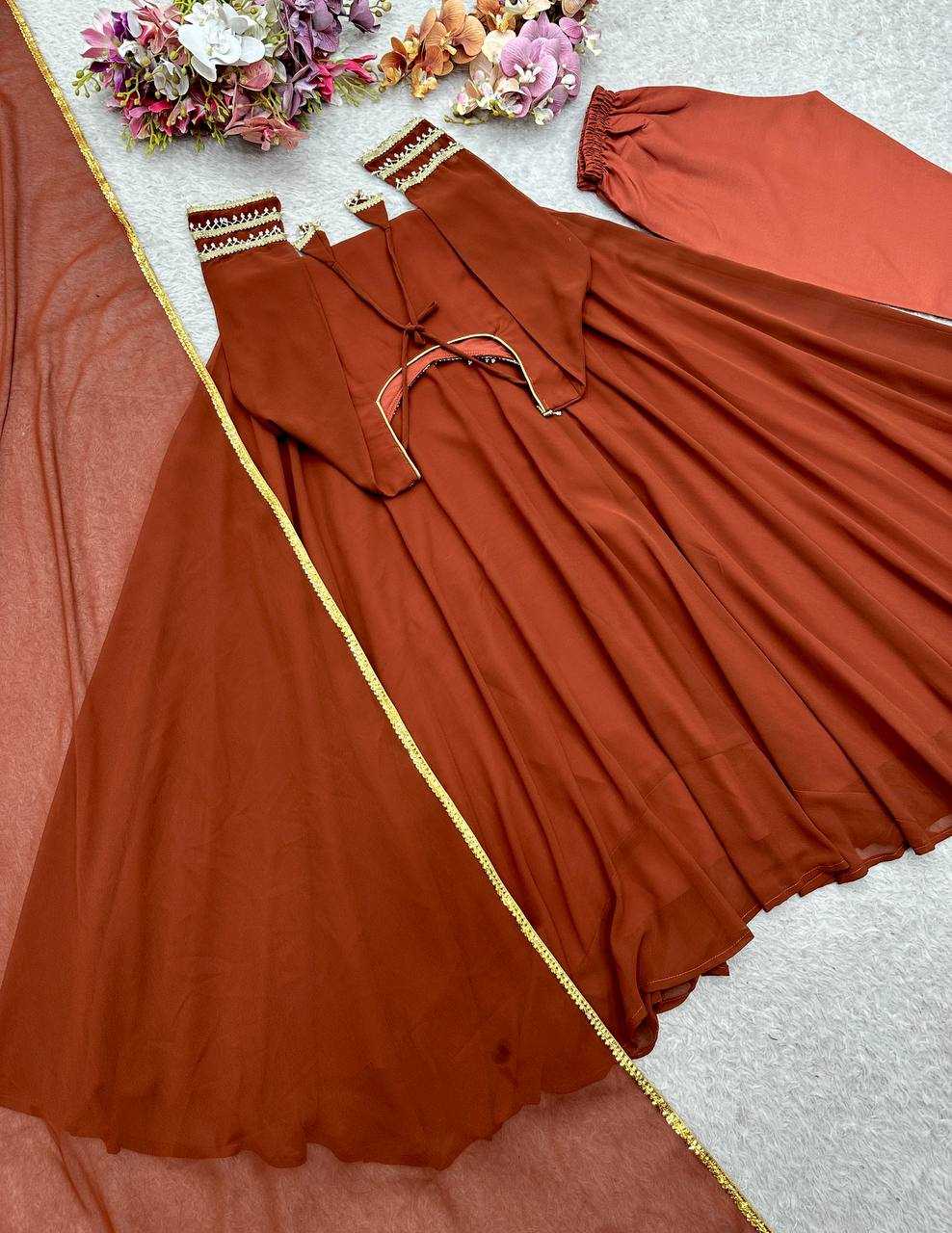 Ynf Faux Georgette KESH506 153 Gowns Wholesale Georgette Gown Gown With Dupatta Manufacturer