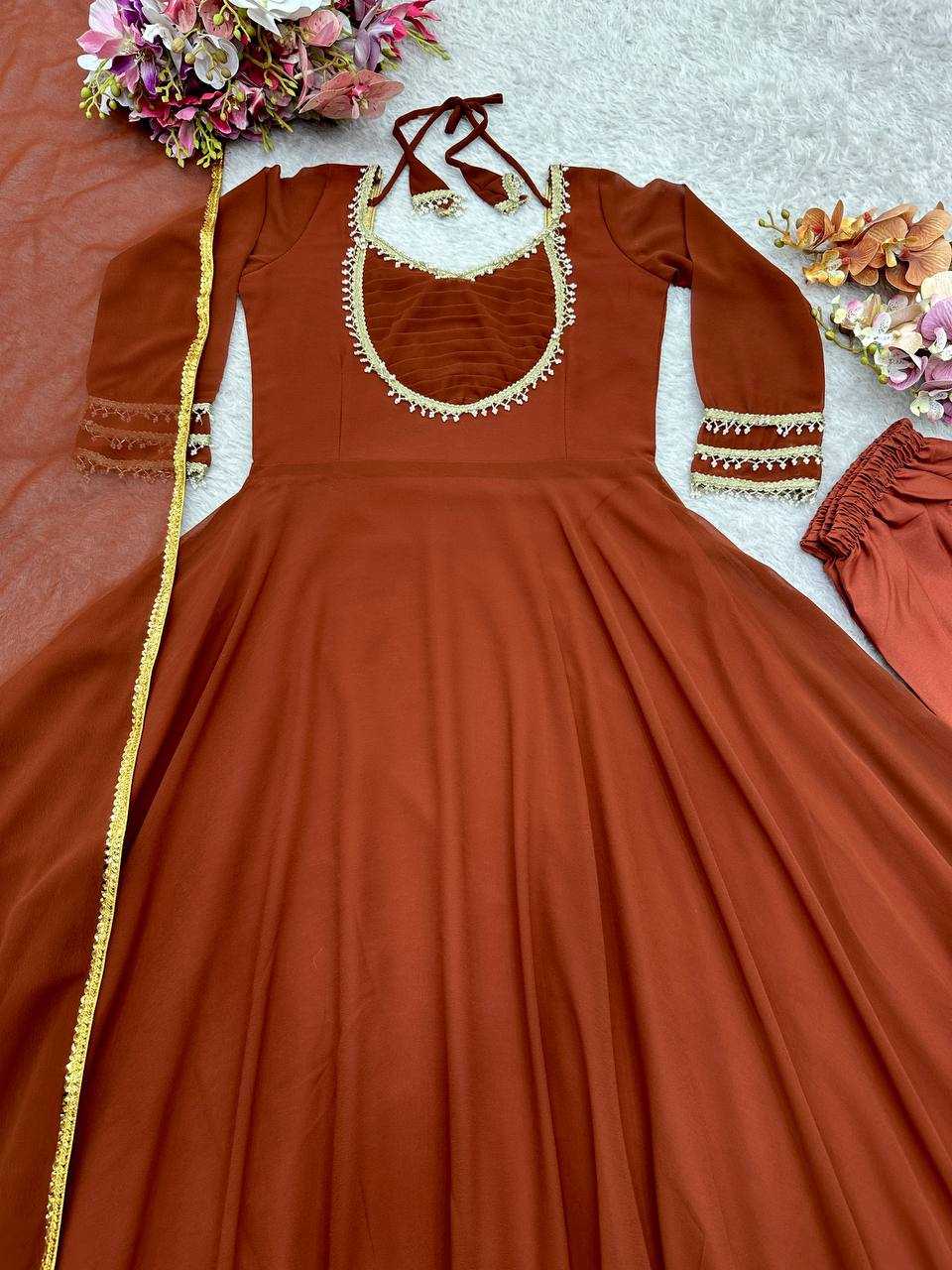 Ynf Faux Georgette KESH506 153 Gowns Wholesale Georgette Gown Gown With Dupatta Manufacturer