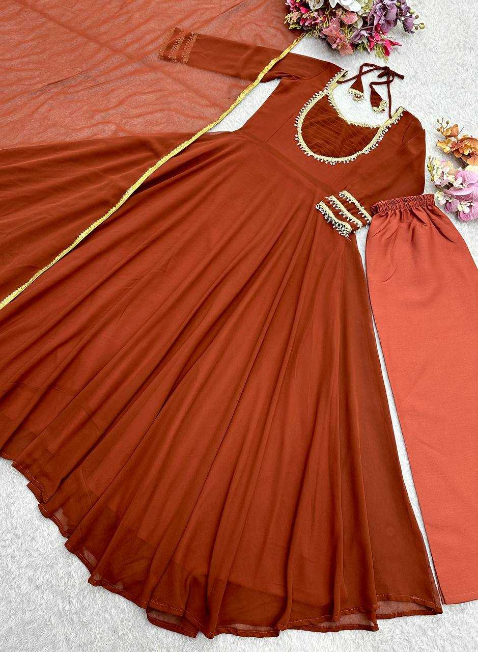 Ynf Faux Georgette KESH506 153 Gowns Wholesale Georgette Gown Gown With Dupatta Manufacturer