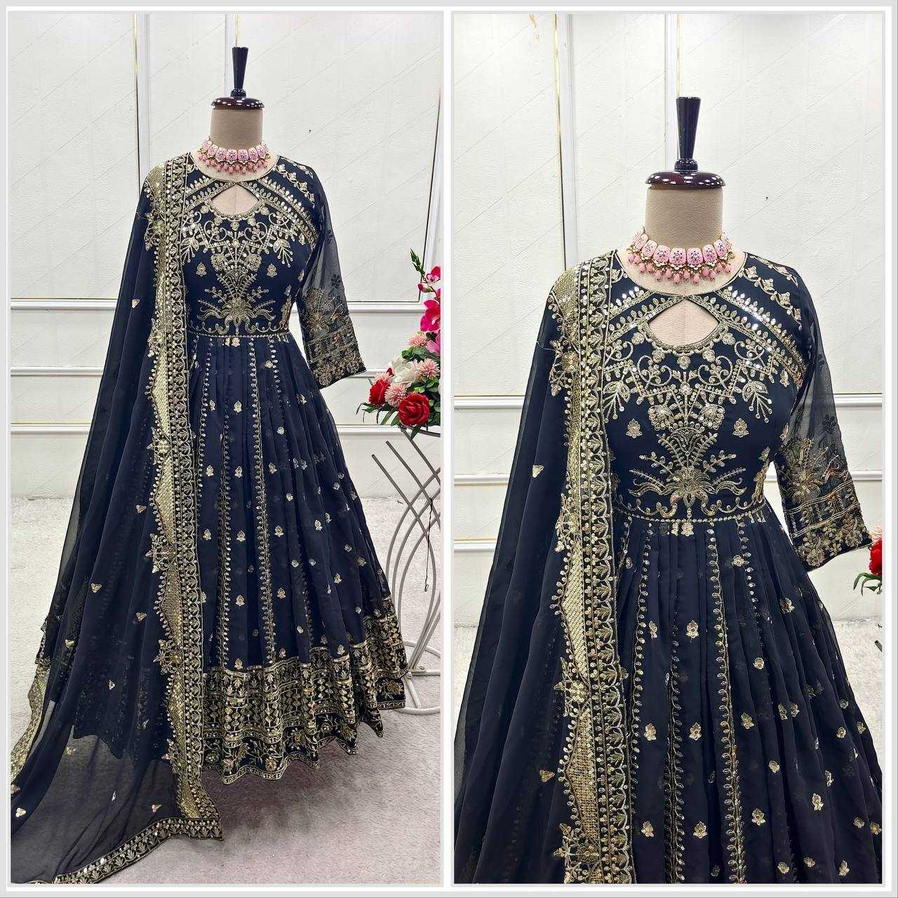 Ynf Faux Georgette KESH506 8028 Gowns Wholesale Fancy Gowns Embroidery Gowns Designer Gowns Manufacturer