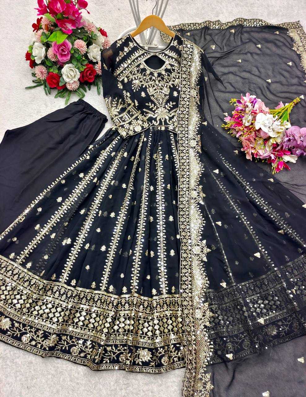 Ynf Faux Georgette KESH506 8028 Gowns Wholesale Fancy Gowns Embroidery Gowns Designer Gowns Manufacturer