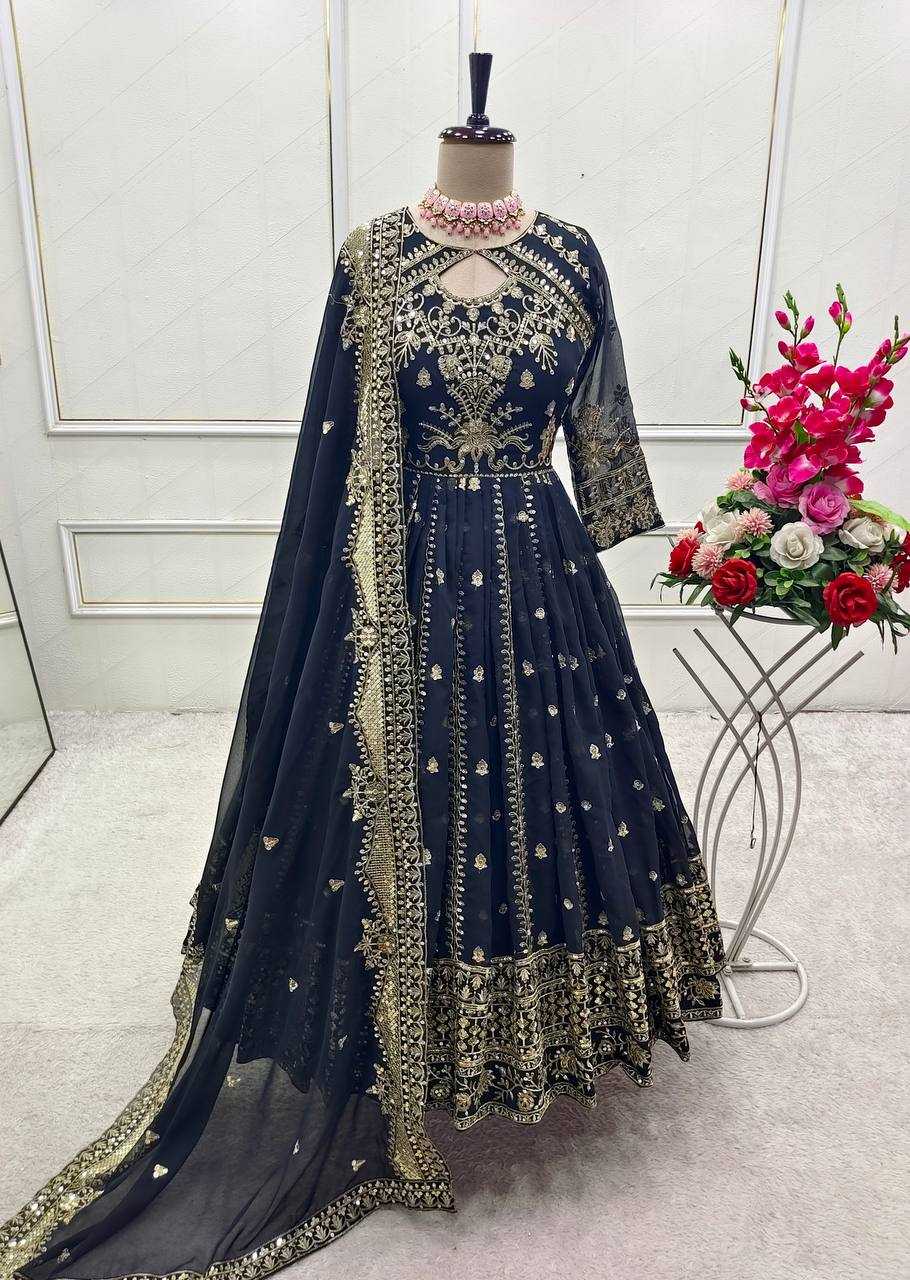 Ynf Faux Georgette KESH506 8028 Gowns Wholesale Fancy Gowns Embroidery Gowns Designer Gowns Manufacturer