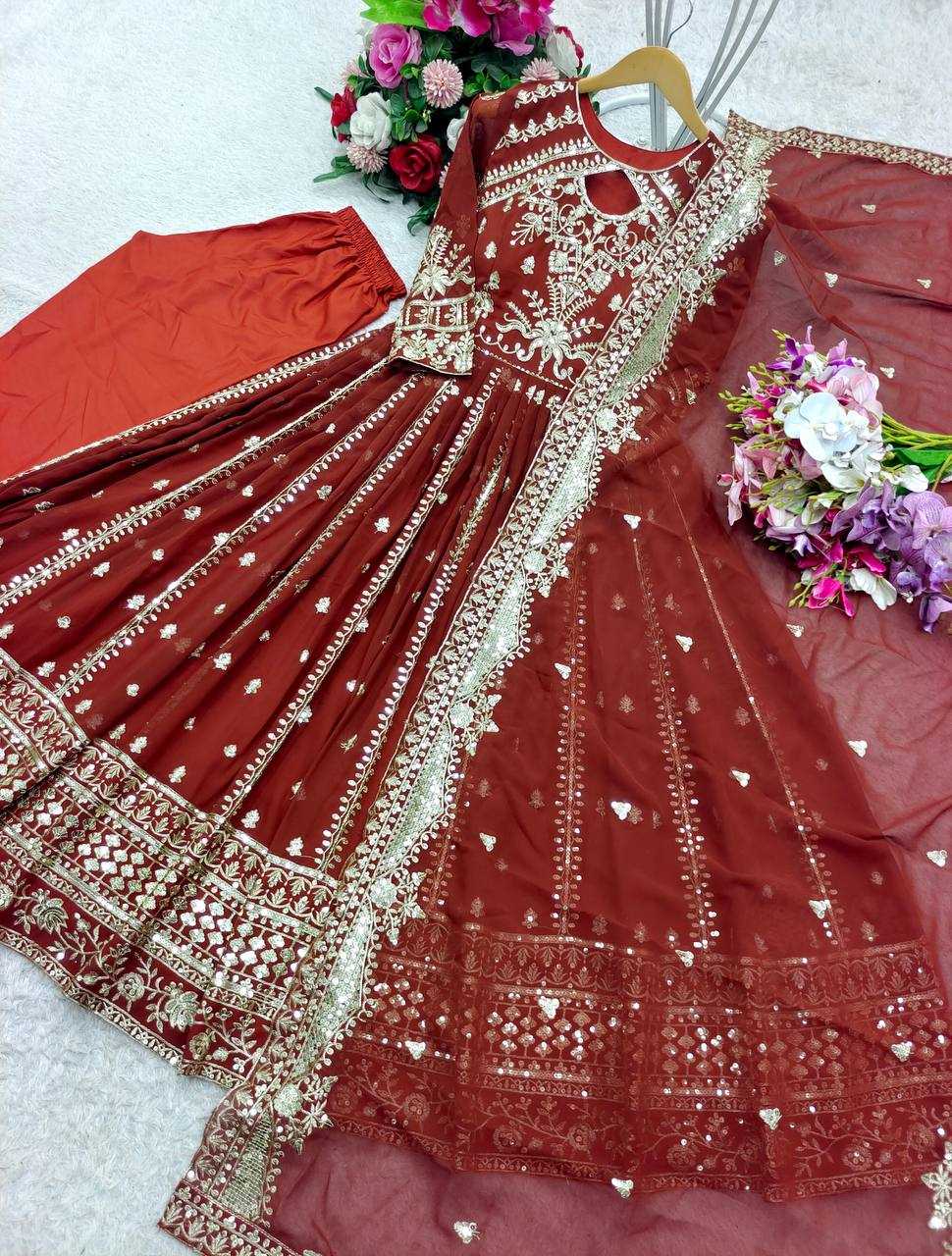 Ynf Faux Georgette KESH506 8028 Gowns Wholesale Fancy Gowns Embroidery Gowns Designer Gowns Manufacturer