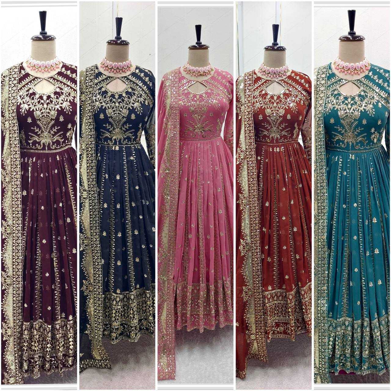 Ynf Faux Georgette KESH506 8028 Gowns Wholesale Fancy Gowns Embroidery Gowns Designer Gowns Manufacturer