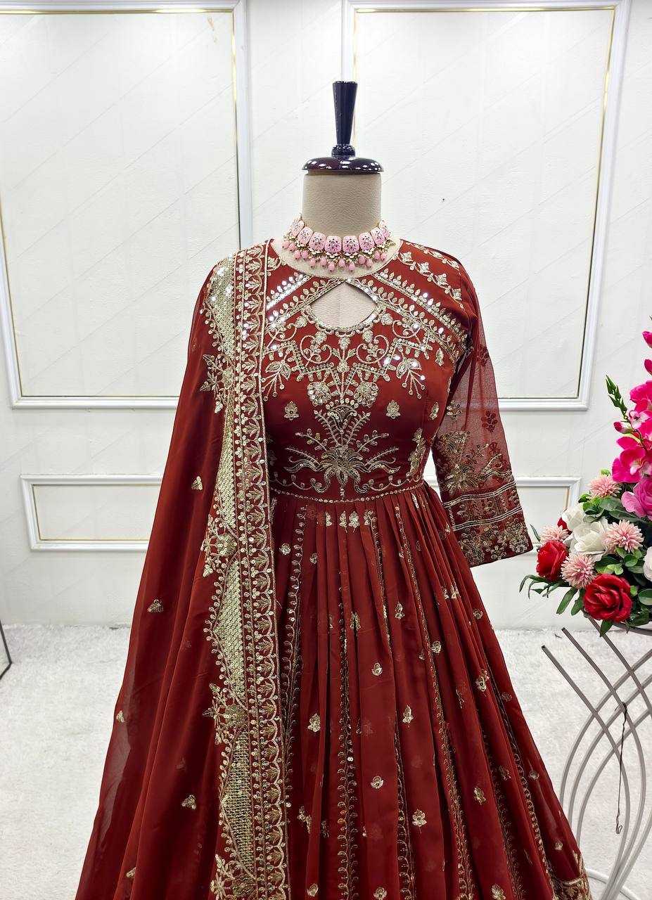 Ynf Faux Georgette KESH506 8028 Gowns Wholesale Fancy Gowns Embroidery Gowns Designer Gowns Manufacturer