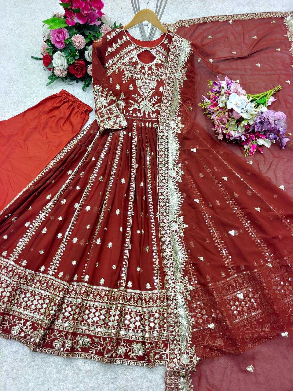 Ynf Faux Georgette KESH506 8028 Gowns Wholesale Fancy Gowns Embroidery Gowns Designer Gowns Manufacturer