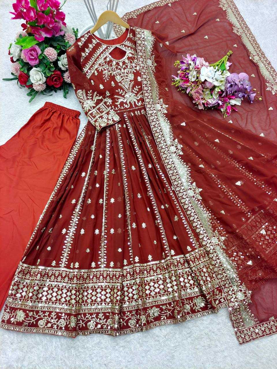 Ynf Faux Georgette KESH506 8028 Gowns Wholesale Fancy Gowns Embroidery Gowns Designer Gowns Manufacturer