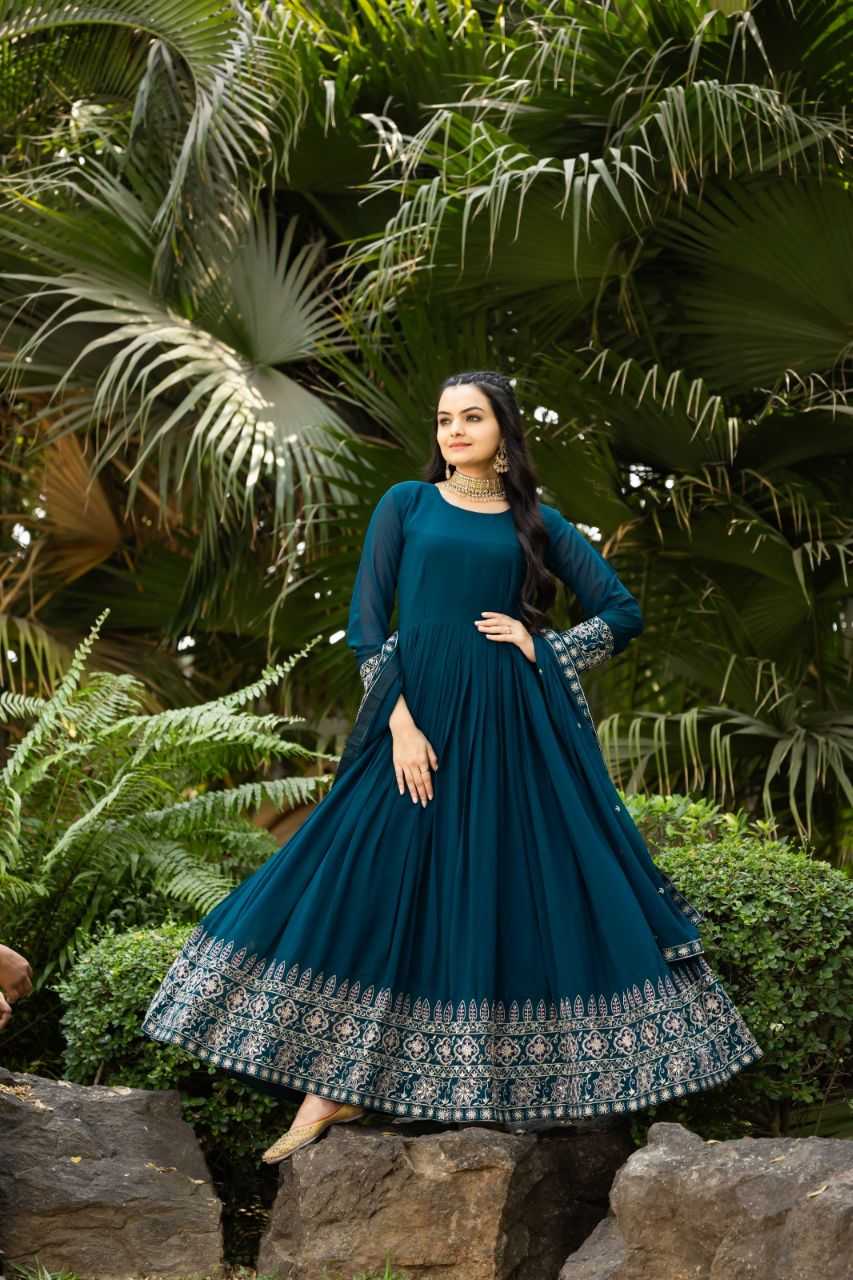 Ynf Faux Georgette KESH507 1023 Gowns Wholesale Embroidery Gowns Sequin Gowns Manufacturer