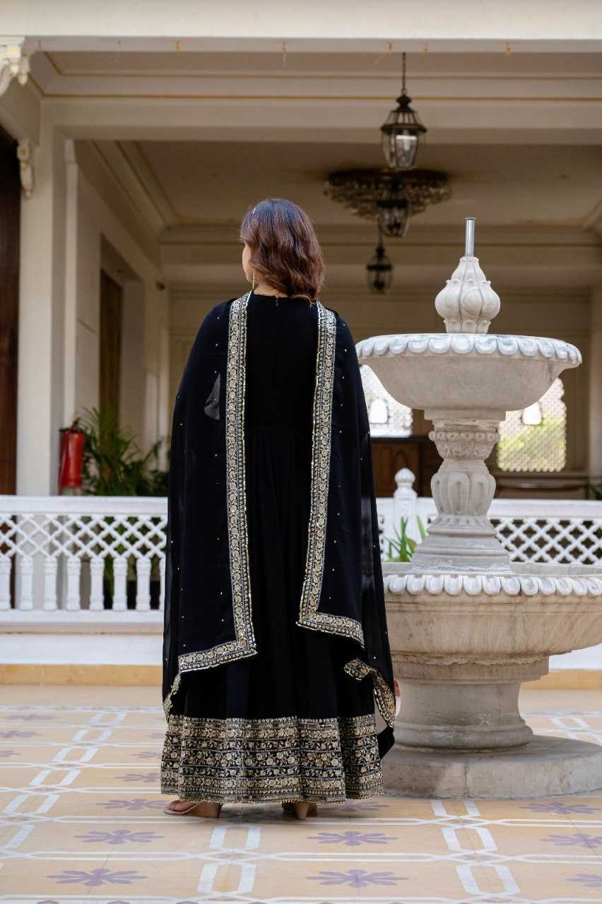 Ynf Faux Georgette KESH507 1024 Gowns Wedding Collections Festive Collections Wholesale Georgette Gown Embroidered Gown Full Sleeve Gowns Manufacturer