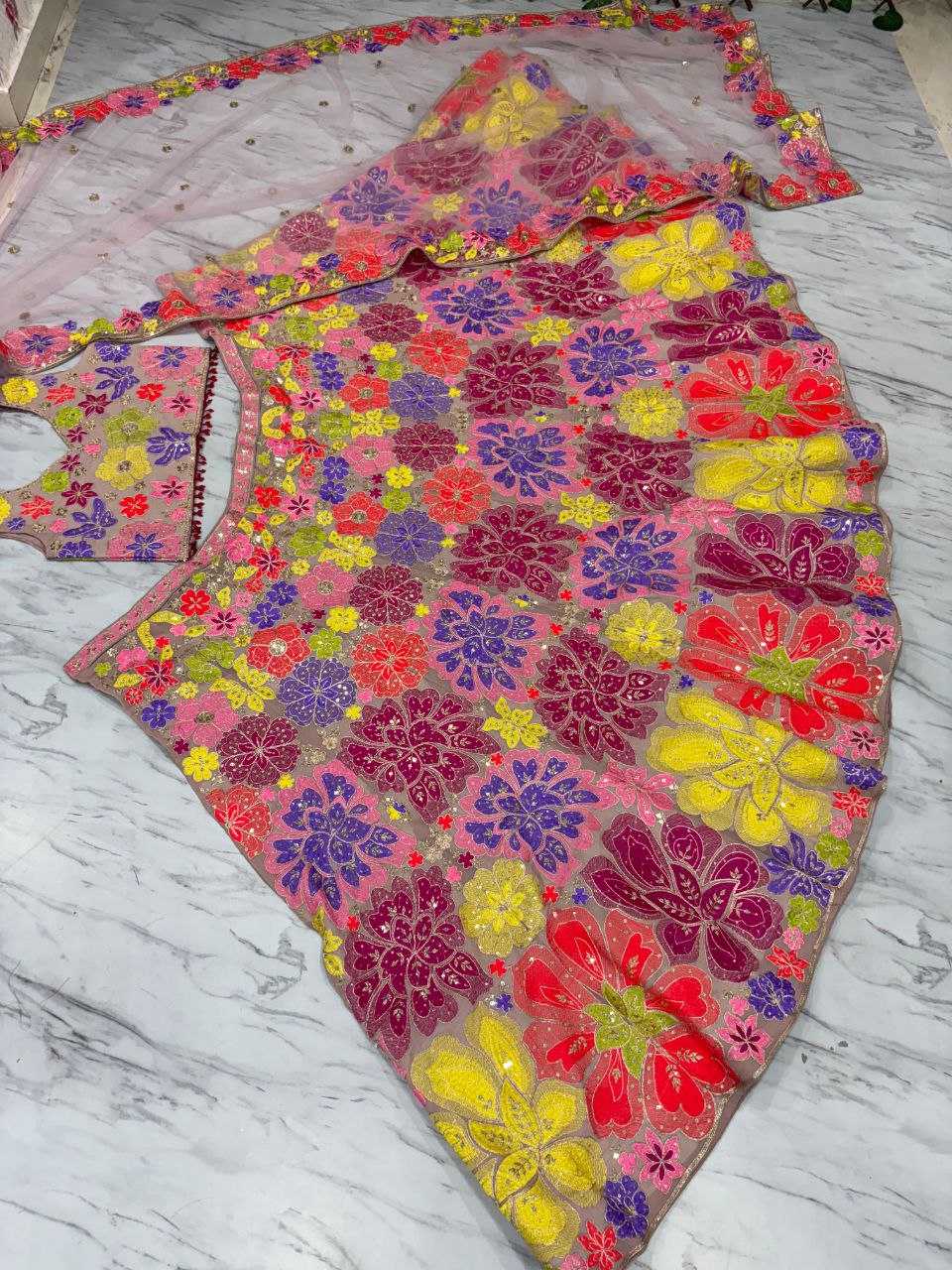 Ynf Faux Georgette KESH508 1077 Lehengas Wholesale Fancy Lehenga Embroidered Lehenga Lehenga For Engagement Thread Work Lehenga Sequins Lehenga Lehenga With Cancan Manufacturer