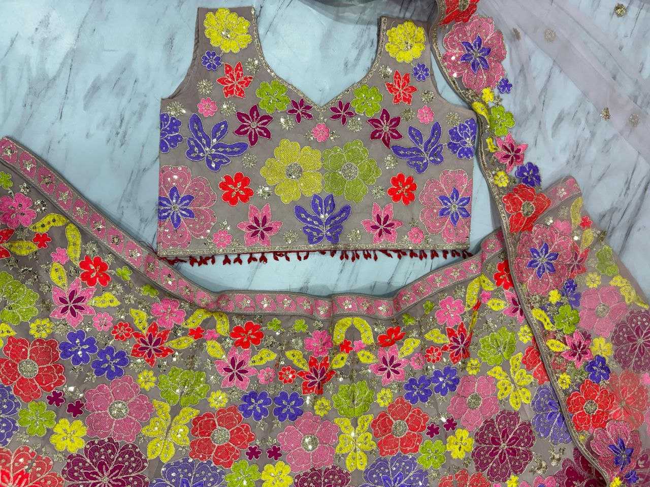 Ynf Faux Georgette KESH508 1077 Lehengas Wholesale Fancy Lehenga Embroidered Lehenga Lehenga For Engagement Thread Work Lehenga Sequins Lehenga Lehenga With Cancan Manufacturer