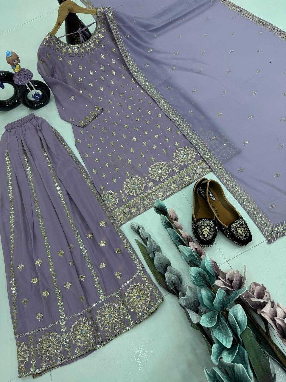 Ynf Faux Georgette KESH512 1677 Suits & Dresses Wholesale Ladies Suits Embroidery Suits Palazzo Suit Manufacturer