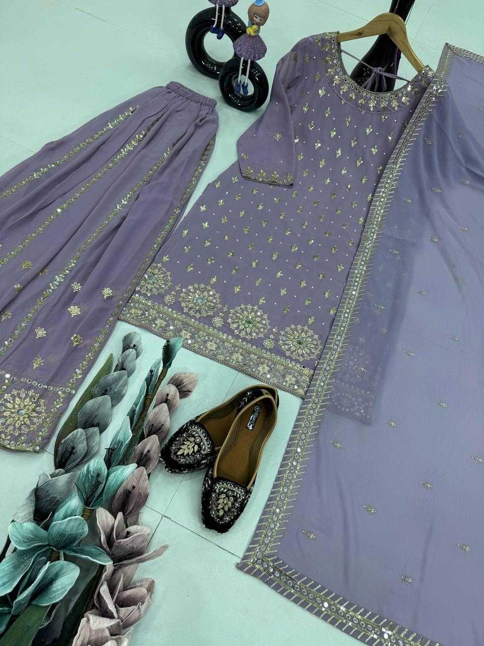 Ynf Faux Georgette KESH512 1677 Suits & Dresses Wholesale Ladies Suits Embroidery Suits Palazzo Suit Manufacturer