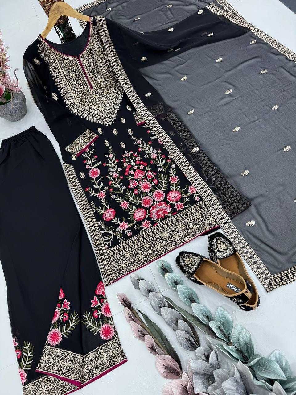 Ynf Faux Georgette KESH512 1686 Suits & Dresses Wholesale Ladies Suits Embroidery Suits Palazzo Suit Manufacturer