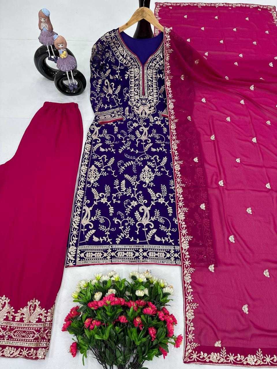 Ynf Faux Georgette KESH512 1687 Suits & Dresses Wholesale Ladies Suits Embroidery Suits Palazzo Suit Manufacturer